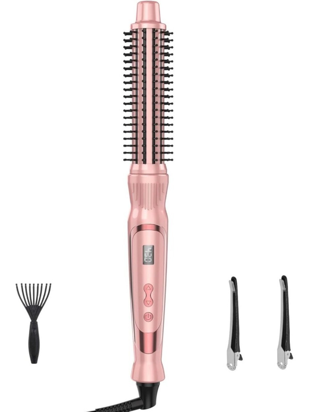 Heated 1-Inch Curling Brush - Round Hair Styler for Volume & Curls